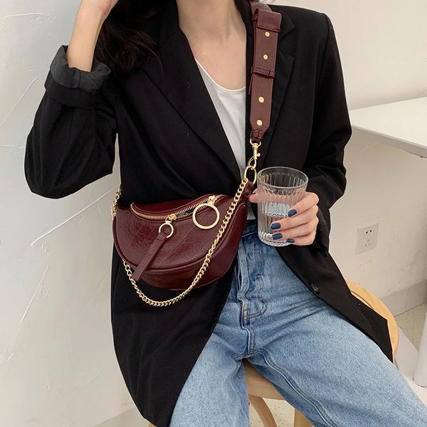 Vintage Quality Leather Chain Crossbody Bags for Women