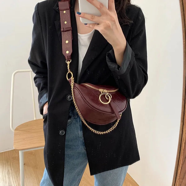 Vintage Quality Leather Chain Crossbody Bags for Women